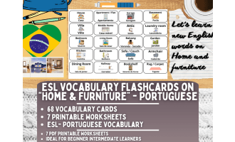 ESL Multilingual Vocabulary Flashcards - Home & Furniture - Portuguese