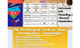 ESL Multilingual Vocabulary Flashcards - Introductions - Azerbaijani