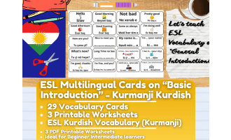 ESL Multilingual Vocabulary Flashcards - Introductions - Kurmanji