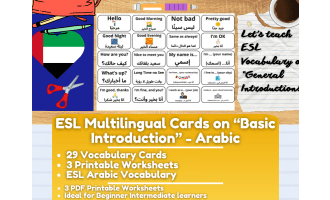 ESL Multilingual Vocabulary Flashcards on "Introductions" - Arabic