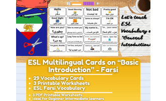 ESL Multilingual Vocabulary Flashcards on "Introductions" - Farsi