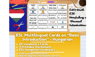 ESL Multilingual Vocabulary Flashcards on "Introductions" - Hungarian
