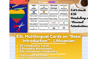 ESL Multilingual Vocabulary Flashcards on "Introductions" - Lithuanian