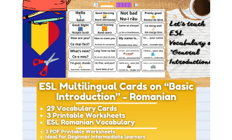 ESL Multilingual Vocabulary Flashcards on " Introductions" - Romanian
