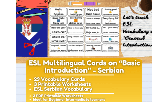 ESL Multilingual Vocabulary Flashcards on "Introductions" - Serbian