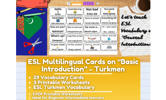 ESL Multilingual Vocabulary Flashcards on "Introductions" - Turkmen