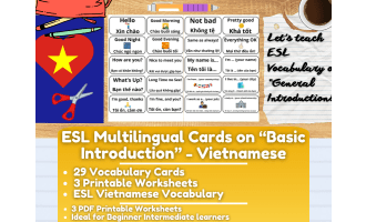 ESL Multilingual Vocabulary Flashcards on "Introductions" - Vietnamese