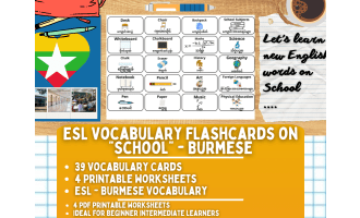 ESL Multilingual Vocabulary Flashcards - School - Burmese