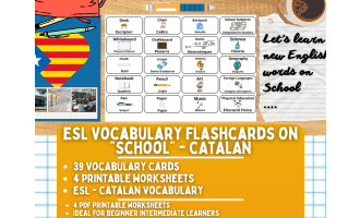 ESL Multilingual Vocabulary Flashcards - School - Catalan
