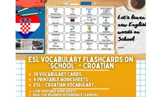 ESL Multilingual Vocabulary Flashcards - School - Croatian