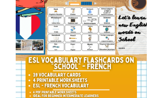 ESL Multilingual Vocabulary Flashcards - School - French