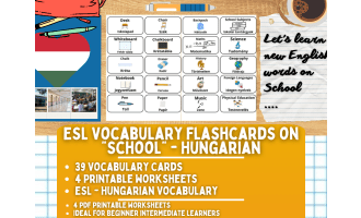 ESL Multilingual Vocabulary Flashcards - School - Hungarian