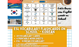 ESL Multilingual Vocabulary Flashcards - School - Korean