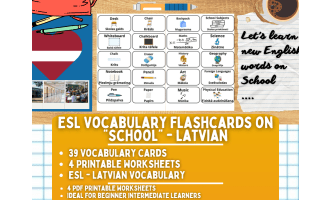 ESL Multilingual Vocabulary Flashcards - School - Latvian