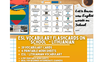 ESL Multilingual Vocabulary Flashcards - School - Lithuanian