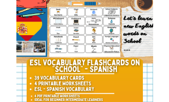 ESL Multilingual Vocabulary Flashcards - School - Spanish