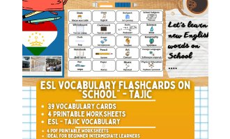 ESL Multilingual Vocabulary Flashcards - School - Tajik