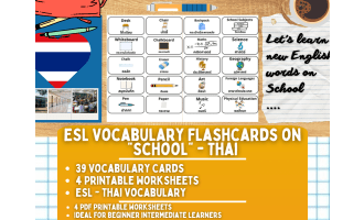 ESL Multilingual Vocabulary Flashcards - School - Thai