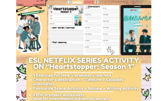 ESL Netflix Series Activity Worksheets on "Heartstopper: Season 1"