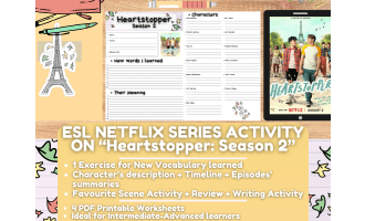 ESL Netflix Series Activity Worksheets on "Heartstopper: Season 2"