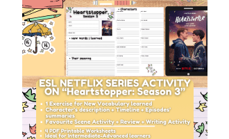 ESL Netflix Series Activity Worksheets on "Heartstopper: Season 3"