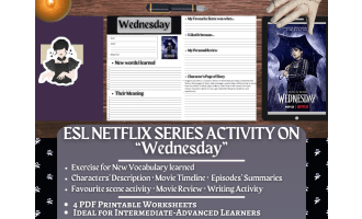 ESL Netflix Series Activity Worksheets on Wednesday
