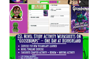 ESL Novel Study - One Day at HorrorLand - Goosebumps - R.L Stine