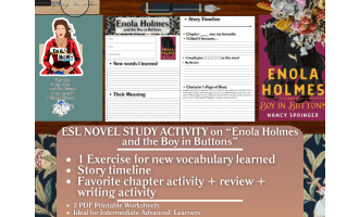 ESL Novel Study Worksheet - Enola Holmes and the Boy in Buttons