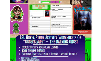 ESL Novel Study Worksheet - The Barking Ghost - Goosebumps - R.L Stine