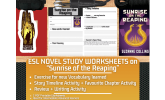 ESL Novel Study Worksheets on "Sunrise on the Reaping" - Hunger Games