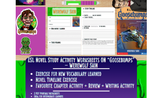 ESL Novel Study Worksheets - Werewolf Skin - Goosebumps - R.L Stine