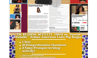 ESL Reading Comprehension + Essay - Camila Cabello - Latin Pop Singer