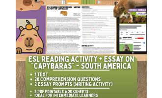 ESL Reading Comprehension + Essay - Capybara - South America