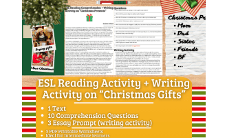 ESL Reading Comprehension + Essay - Christmas Gifts + Presents