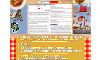 ESL Reading Comprehension + Essay - Cloudy with a Chance of Meatballs