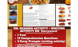 ESL Reading Comprehension + Essay - Currywurst - German Street Food