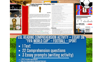 ESL Reading Comprehension + Essay - FIFA World Cup - Football - Sports