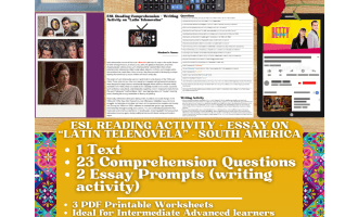 ESL Reading Comprehension + Essay - Latin Telenovelas - South America