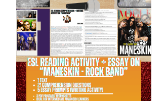 ESL Reading Comprehension + Essay - Måneskin - Italian Rock Band