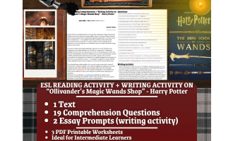 ESL Reading Comprehension + Essay - Ollivander's Magic Wands Shop