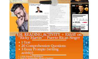 ESL Reading Comprehension + Essay - Ricky Martin - Puerto Rican Singer