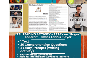 ESL Reading Comprehension + Essay - Roger Federer - Tennis Player