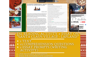 ESL Reading Comprehension + Essay - Santa Claus Village - Christmas