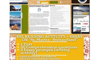 ESL Reading Comprehension + Essay - St. Moritz - Switzerland - Alps