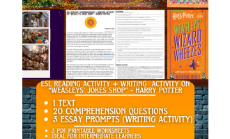 ESL Reading Comprehension + Essay - Weasleys' Magic Jokes Shop