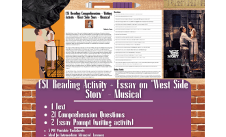 ESL Reading Comprehension + Essay - West Side Story - Musical