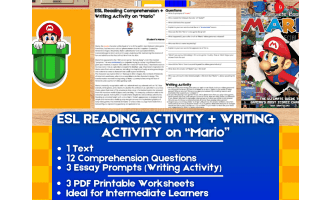 ESL Reading Comprehension + Essay Worksheet - Japanese Videogame Mario