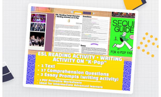 K-Pop ESL Reading Comprehension – Essay Worksheet