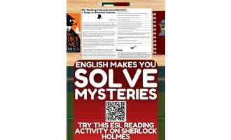 ESL Reading Comprehension + Essay Worksheet on Sherlock Holmes