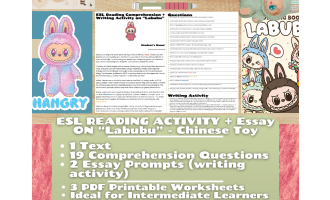 ESL Reading Comprehension + Essay - Worksheets - Labubu - Chinese Toy